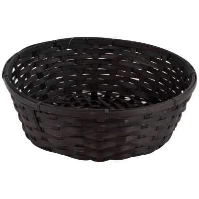 Corbeille en bambou noire ronde, panier décoratif et pratique