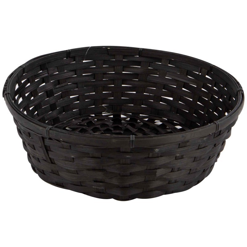 Corbeille en bambou noire ronde, panier décoratif et pratique