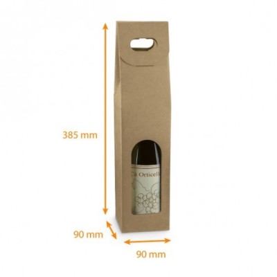 Boîte bouteille de vin avec poignée et fenêtre, emballage cadeau.