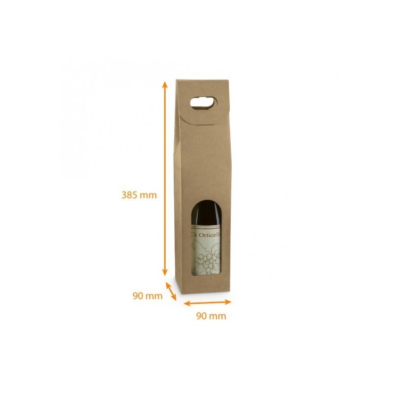 Boîte bouteille de vin avec poignée et fenêtre, emballage cadeau.