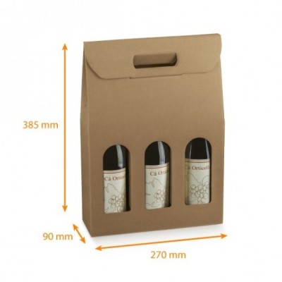 Boîte bouteille de vin avec poignée et fenêtre, emballage cadeau