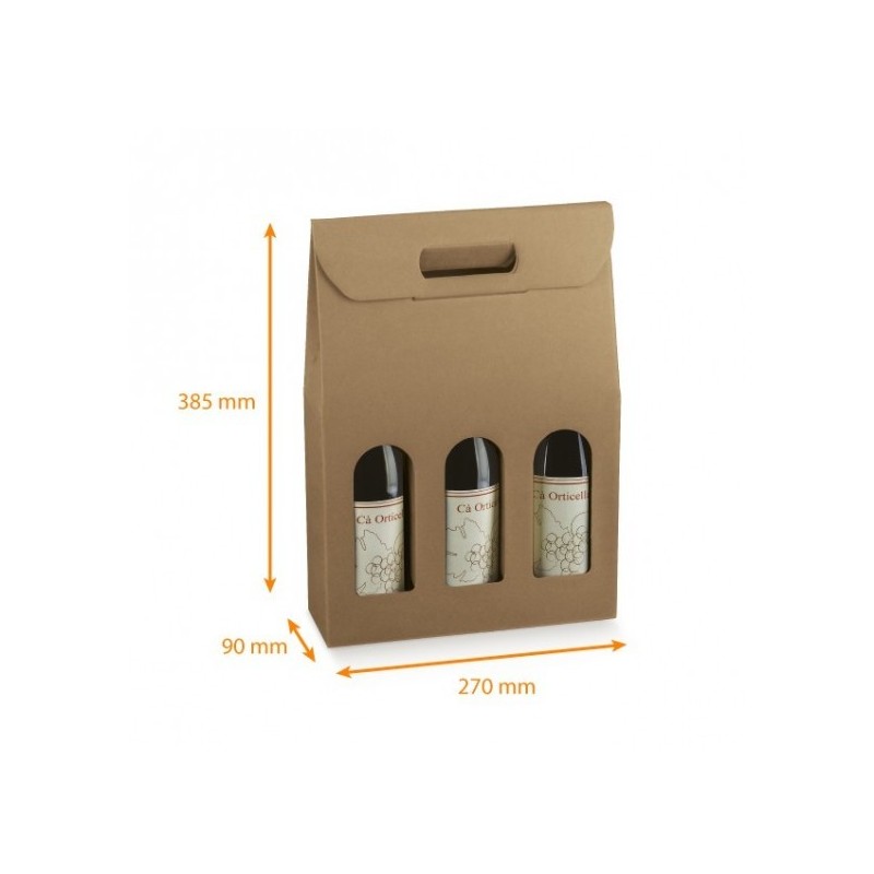 Boîte bouteille de vin avec poignée et fenêtre, emballage cadeau
